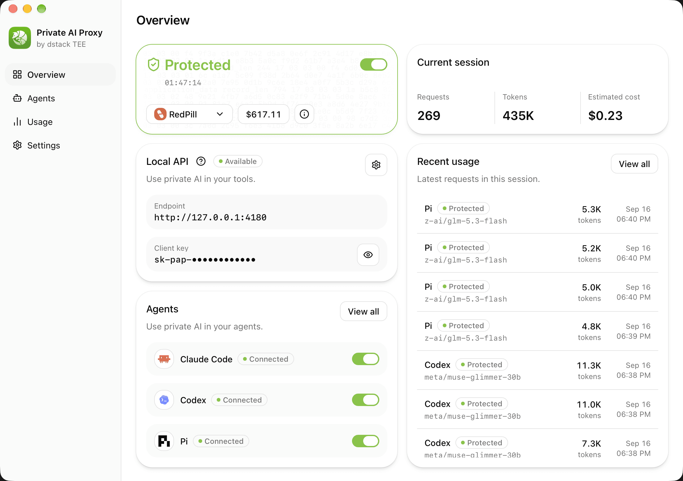 Private AI Proxy desktop application overview